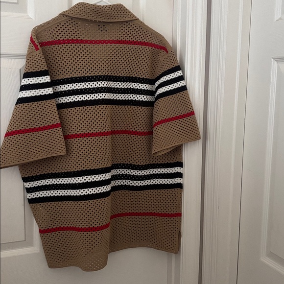 Burberry Tan  with Black, White, and Red Stripes - Picture 2 of 12